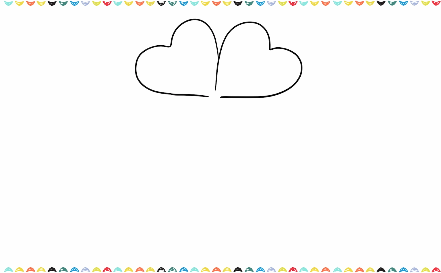 Draw another heart shape next to the first one for the Second Leaf of four leaf clover drawing step 2