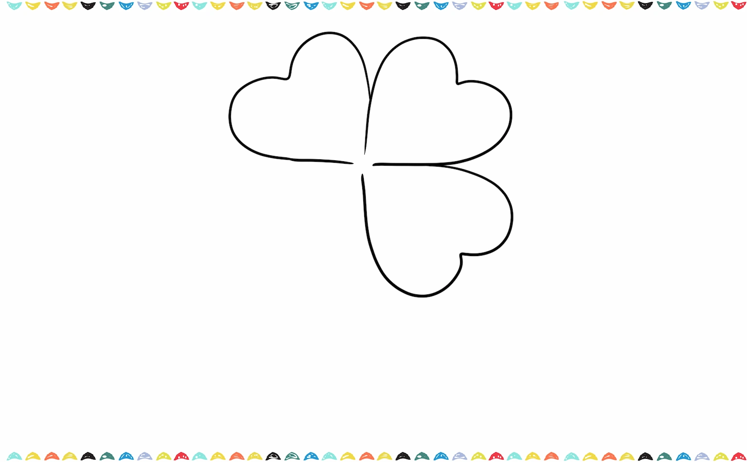 Add another heart shape Leaf for the four leaf clover drawing step 3