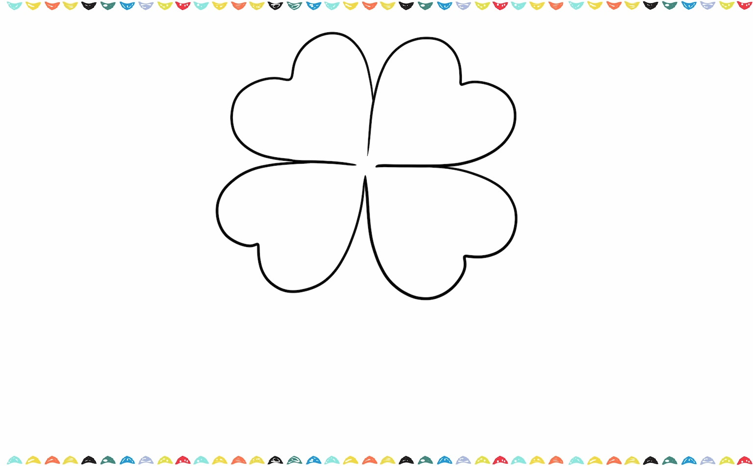 Draw the forth heart shape leaf of for four leaf clover drawing step 4