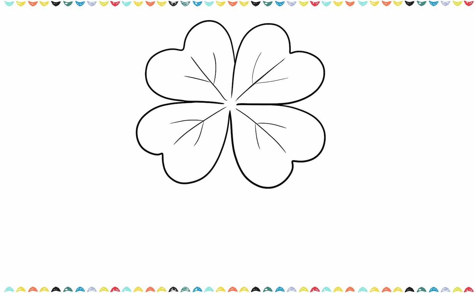 how to draw a four leaf clover - add thin lines inside each leaf to create the veins step 5