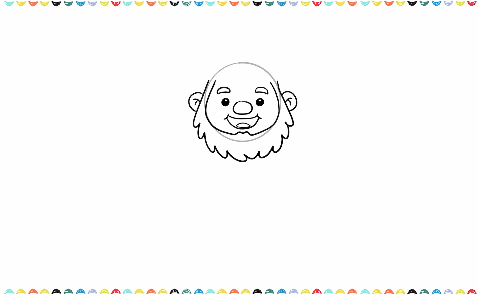 Add zigzag or curved lines for leprechaun's fluffy beard shape step 5
