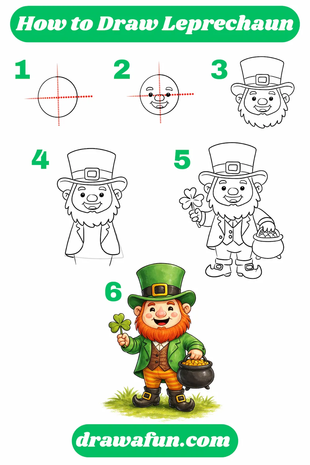 how to draw leprechaun step by step tutorial cover image