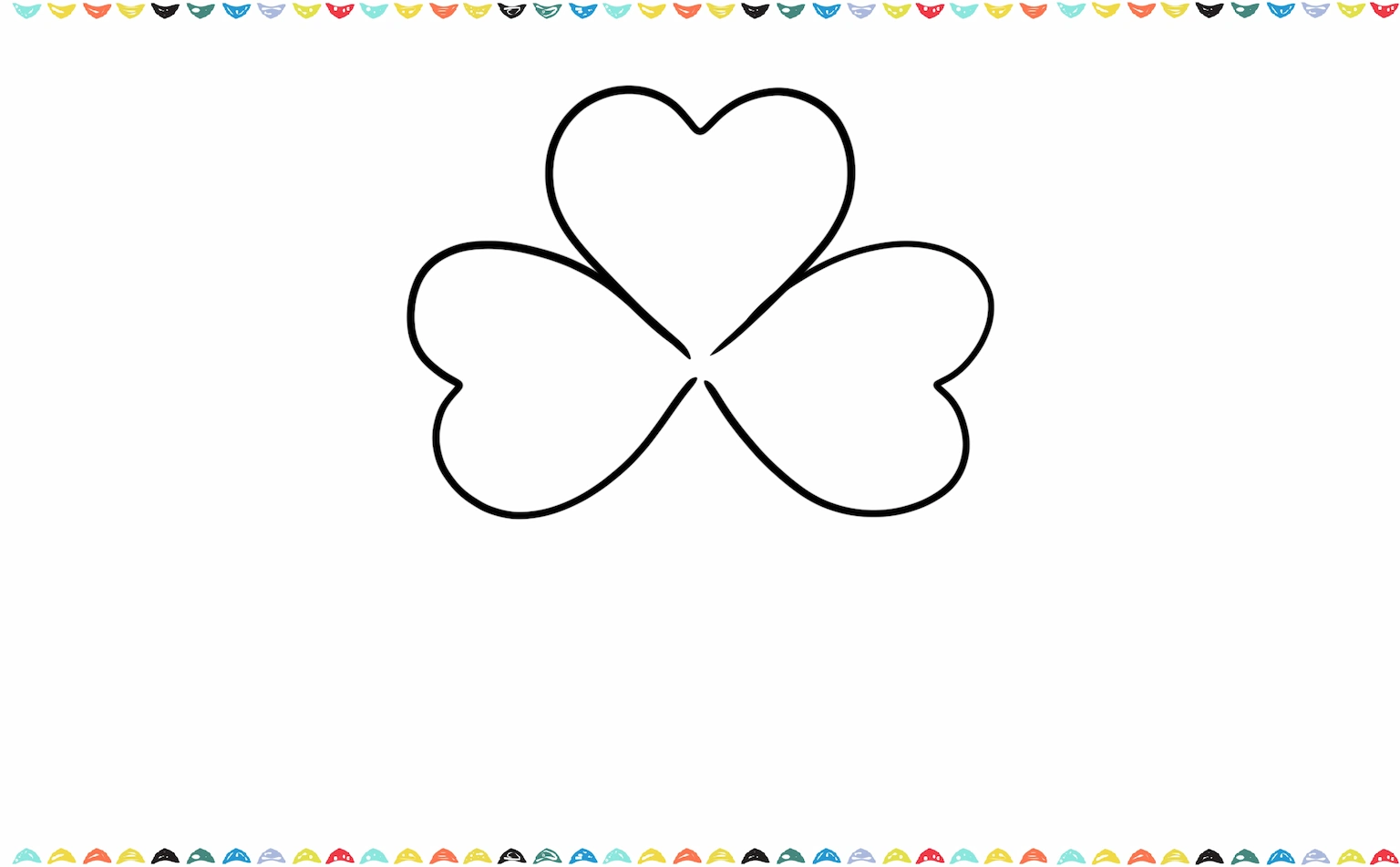 Add one more heart shape below the first two shamrock's leaves step 3