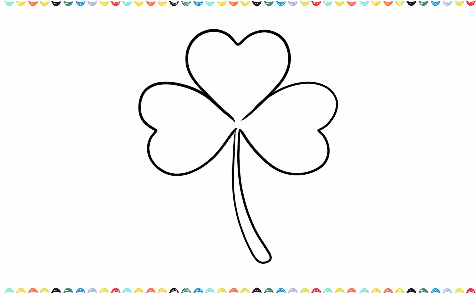 Sketch a thin curved line going down for the stem of the shamrock drawing step 4