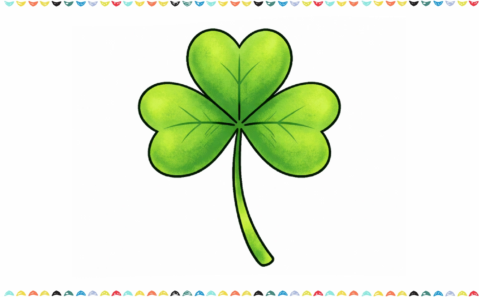 Finished and colored shamrock drawing step 6