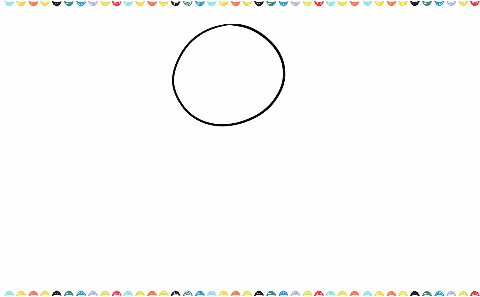 draw an oval shape for the smiski's round head step 1