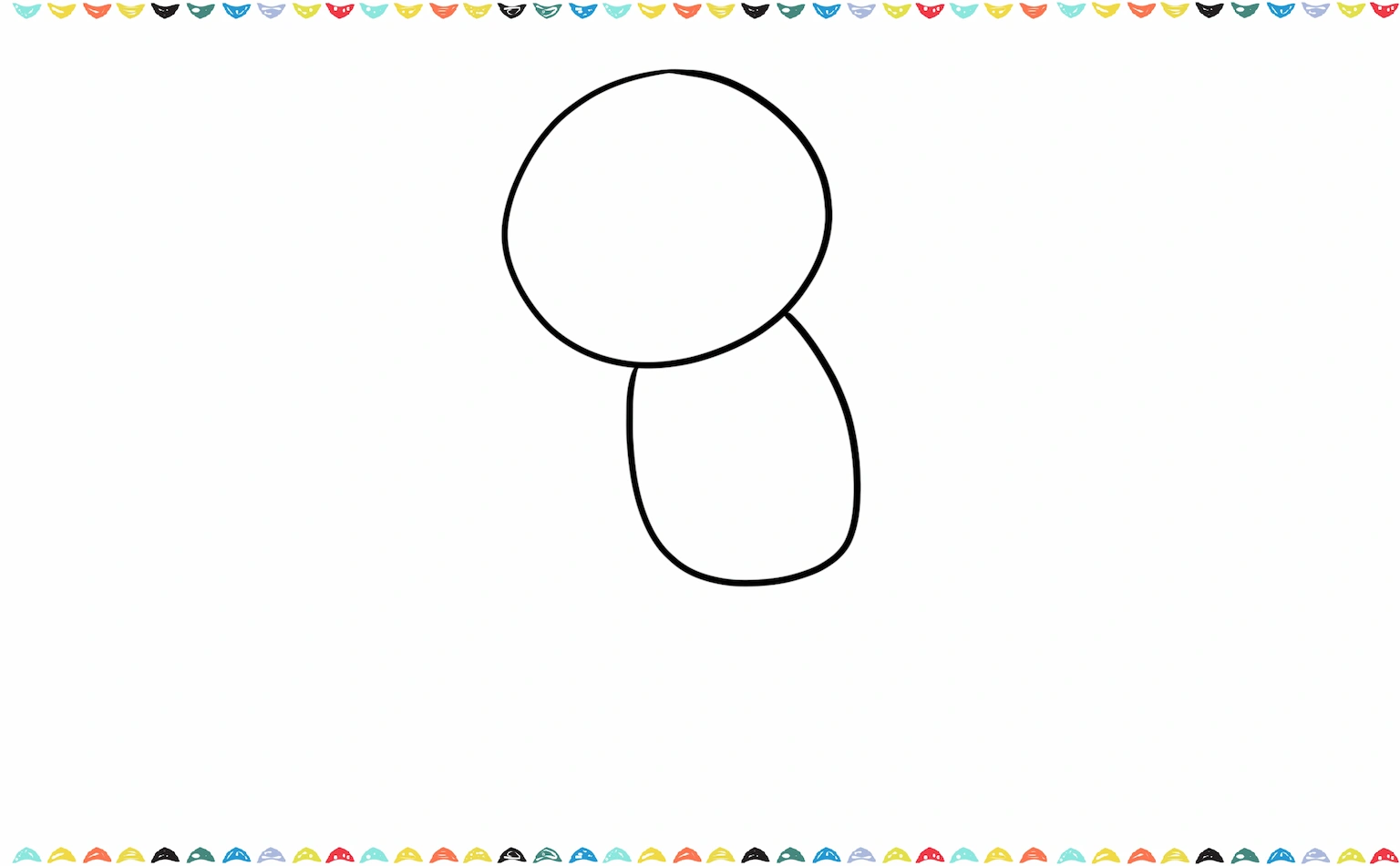 Add a soft rounded rectangle shape under the smiski's head for the body step 2