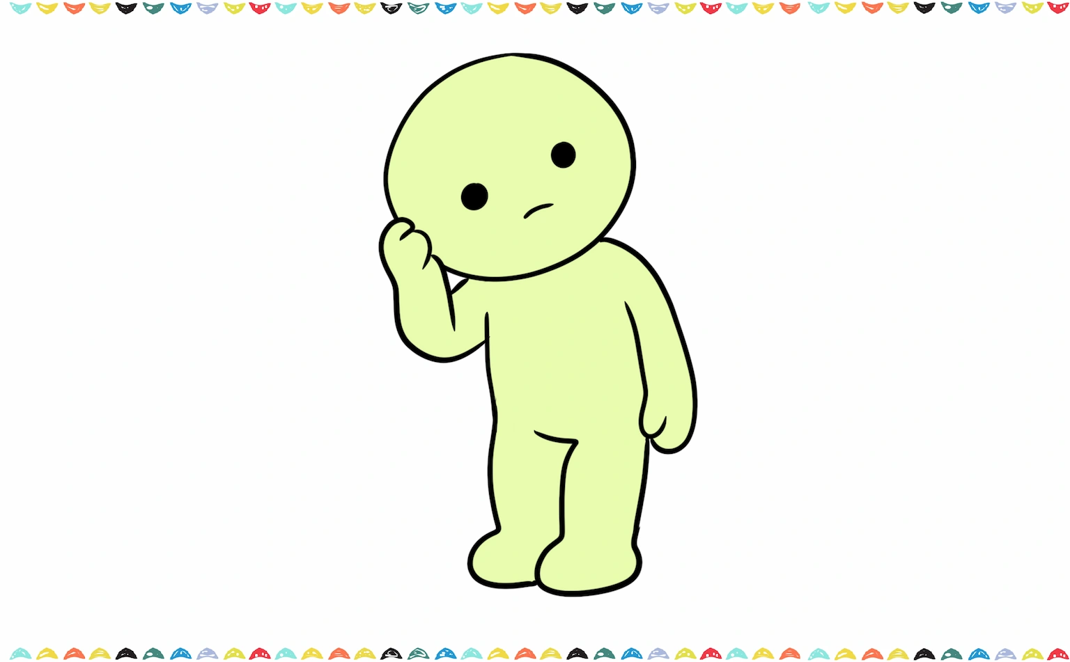 color the smiski drawing with light green