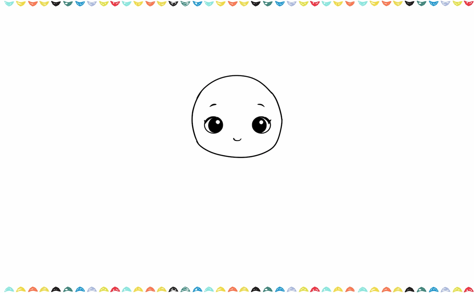 Draw two small round eyes and a cute smile for sonny angel sakura drwing step 2