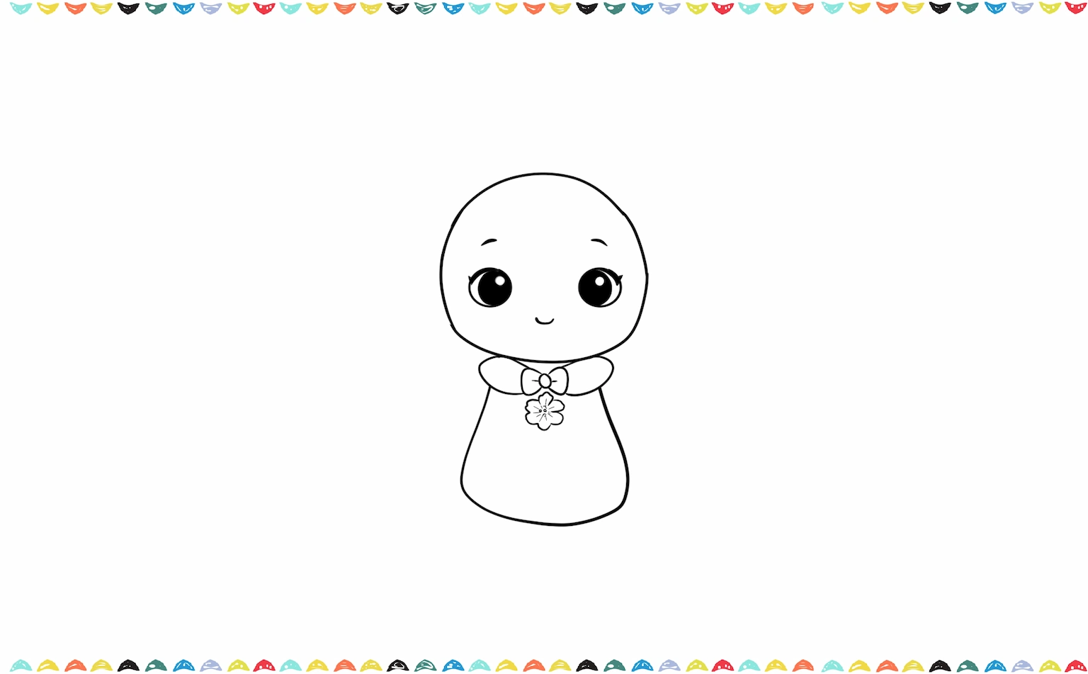 Add a neckscarf and a bow for the sonny angel cherry blossom drawing step 4