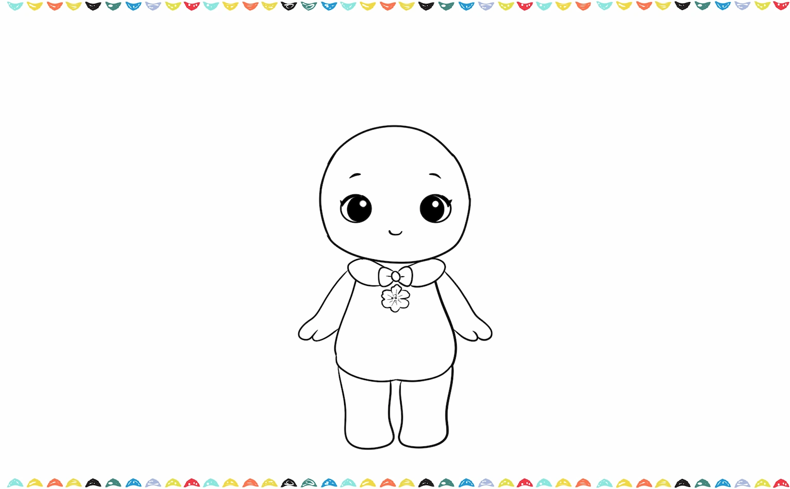 two short curved arms and two thick rounded legs for Sonny Angel sketch step 5