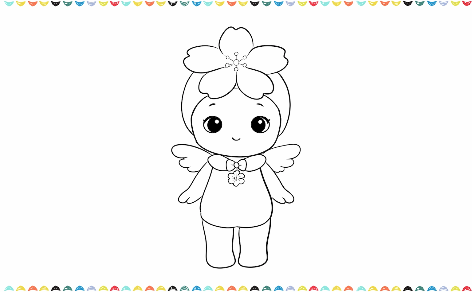 Add Cherry Blossom Headpiece for sonny angel sketch step 7