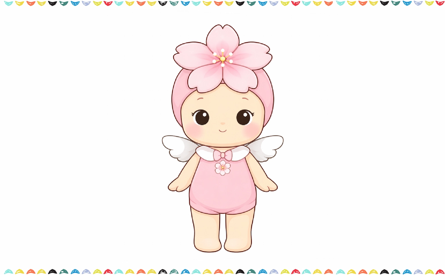 Add Color and Soft Shading for Cherry Blossom themed Sonny angel drawing step 8
