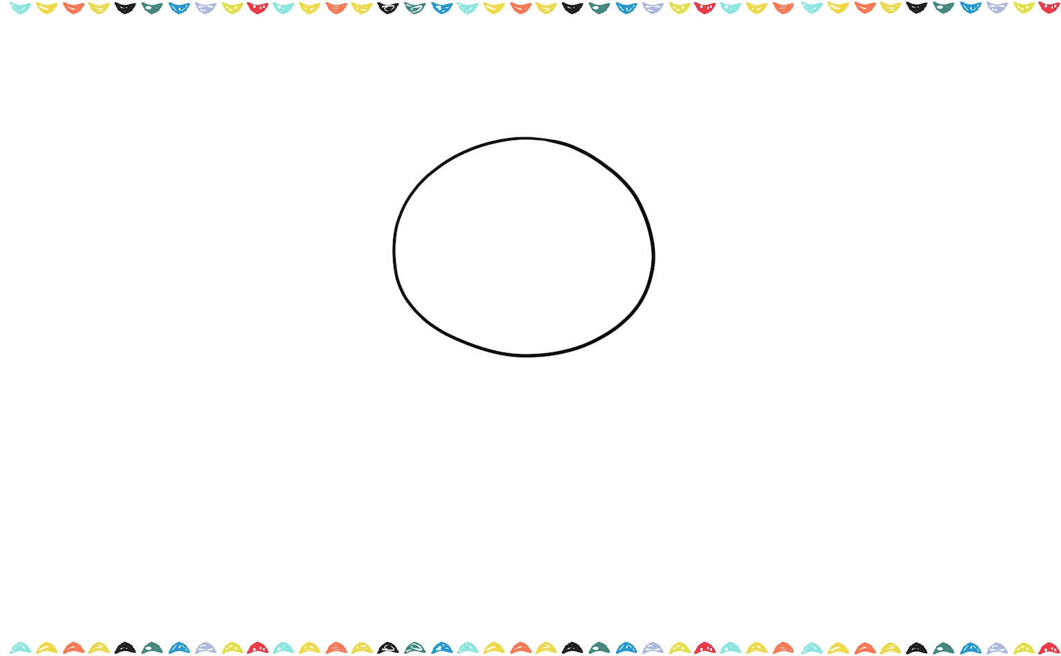 Sketch a smooth, round circle in the center of the page for sonny angel bunny's head step 1
