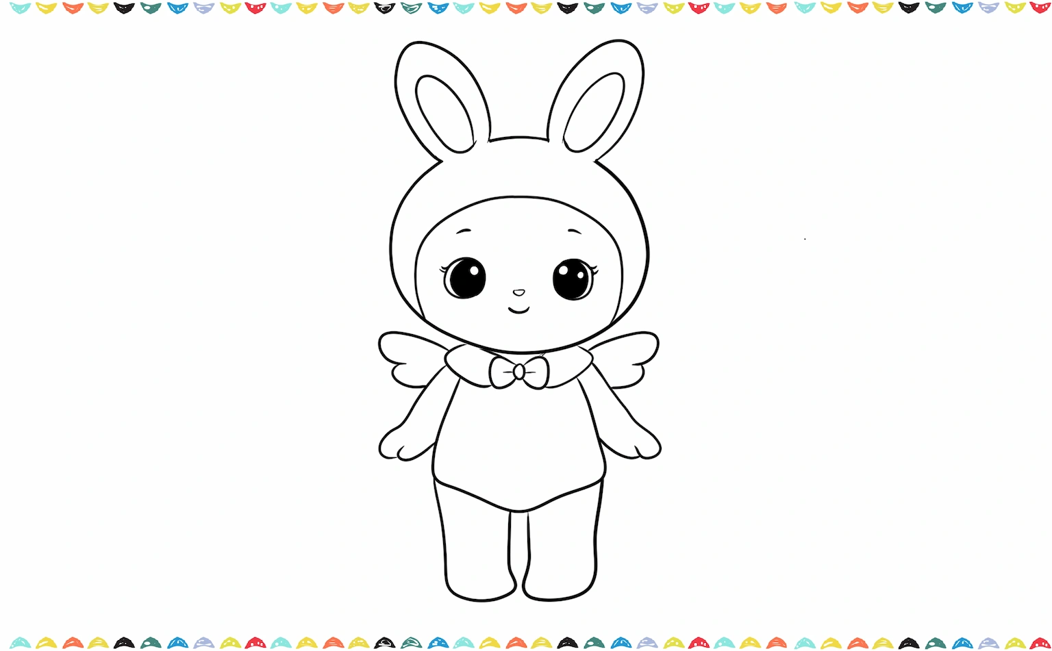 Draw two small wings on the back of sonny angel bunny themed step 6