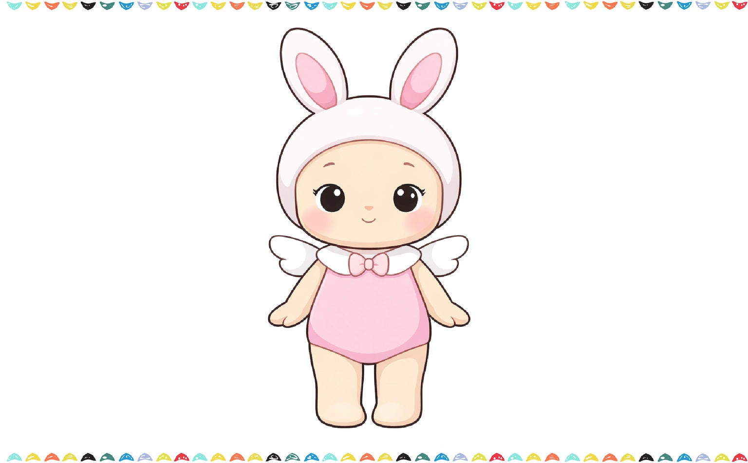 Finished and colored Sonny angel Bunny drawing step 7