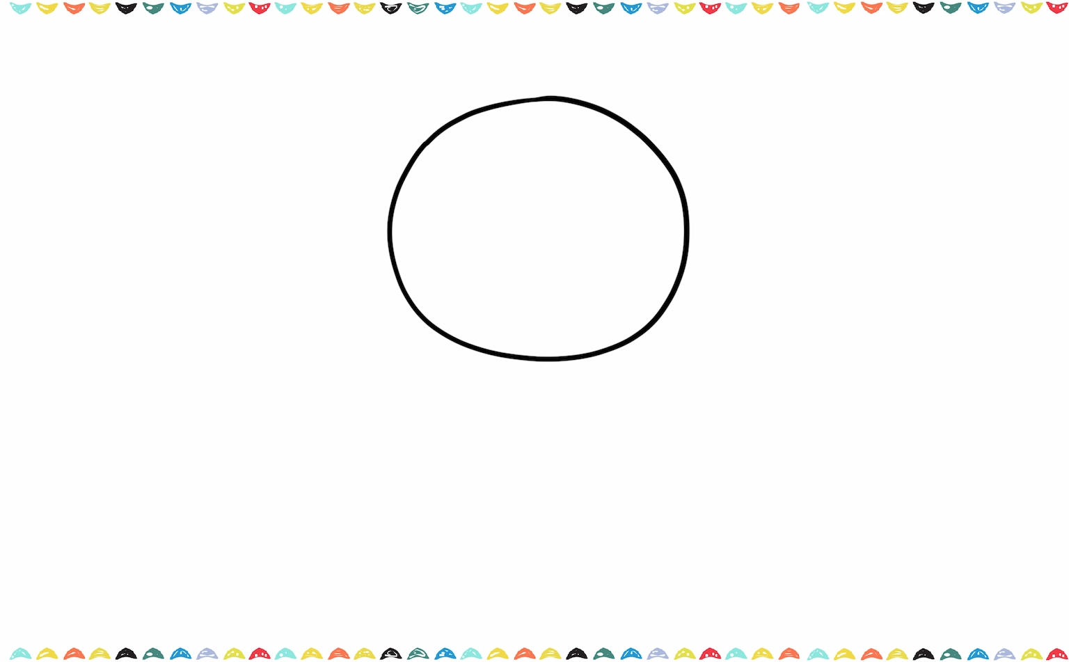 Sketch a large round circle for sonny angel strawberry drawing step 1