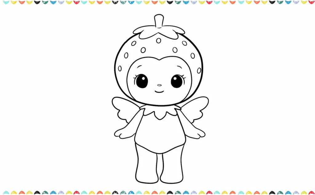 Draw two small wings on the back of sonny angel strawberry step 6