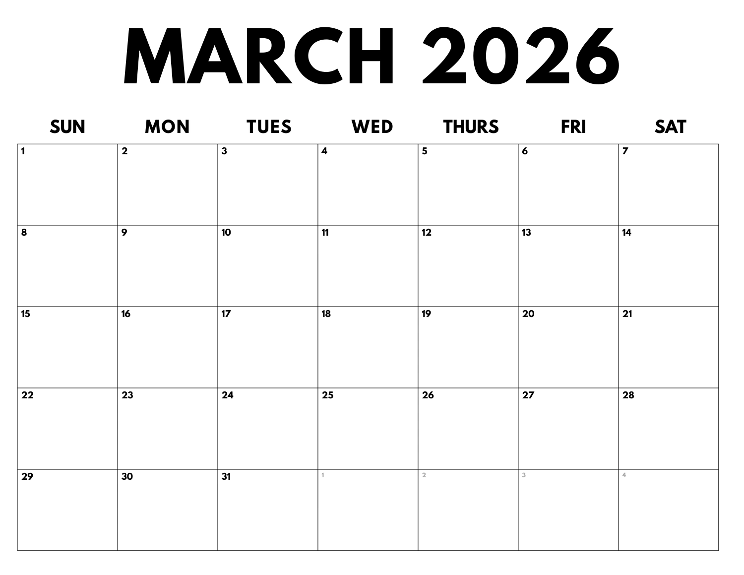 Minimalist March 2026 Calendar cover image