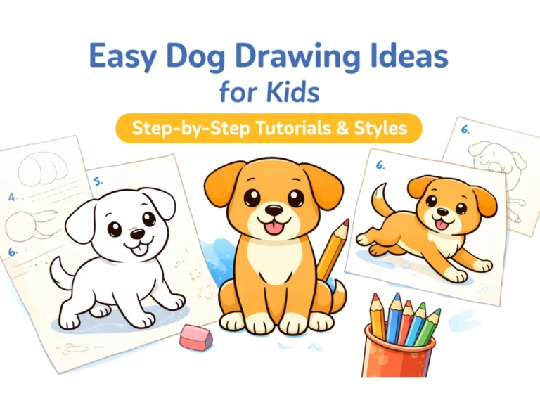 Dog drawing ideas for kids - easy dog drawing instructions