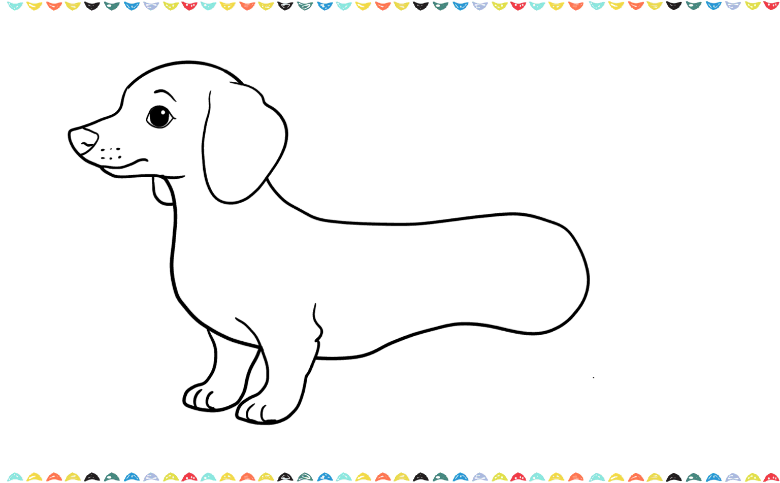 Sketching two short, rounded vertical rectangle underneath the oval body to create the dog's front legs step 9