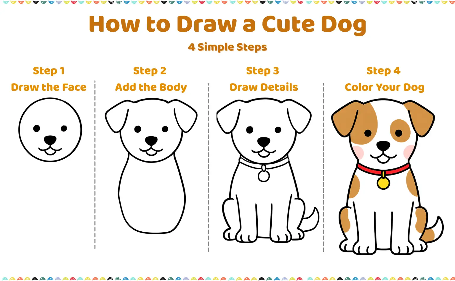 how to draw a cute dog easy drawing steps