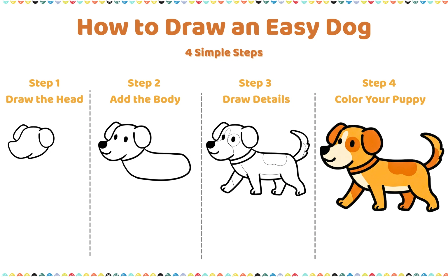 how to draw a easy dog drawing steps