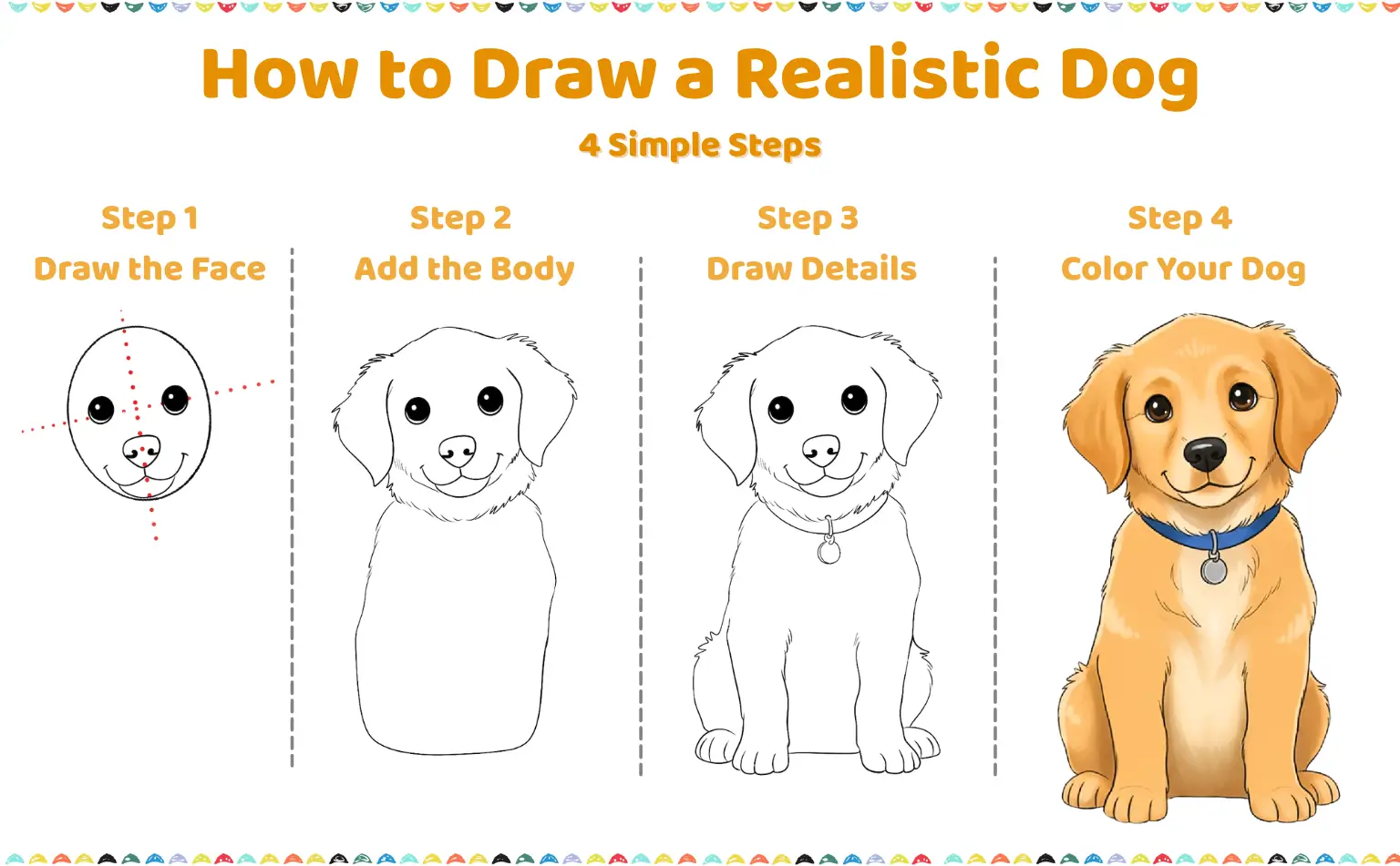 how to draw a realistic dog easy drawing steps