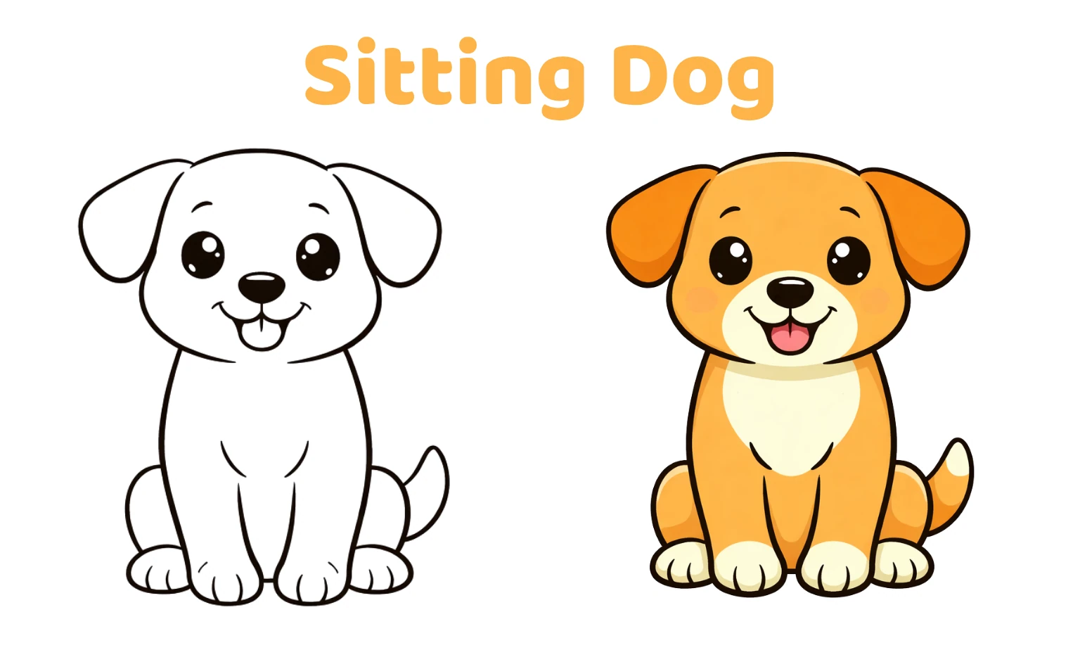 sitting dog drawing ideas - easy for kids step by step