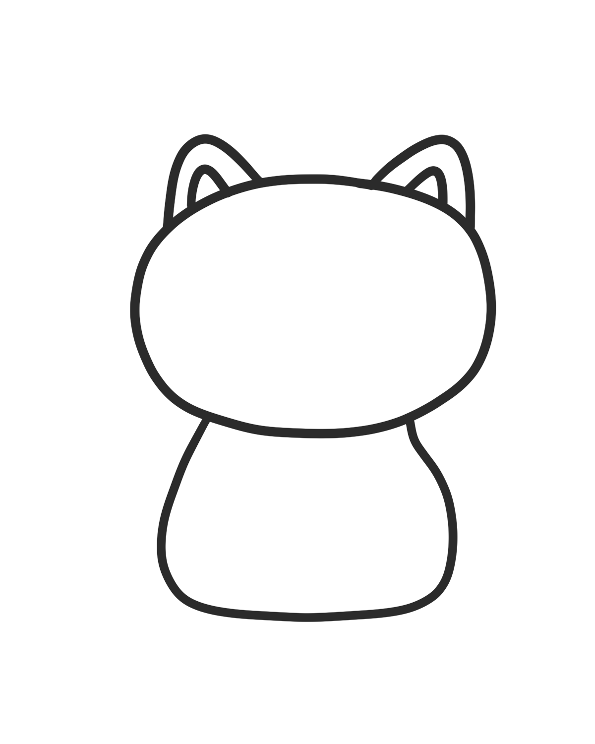 Add a rounded oval for the cat's body step 2