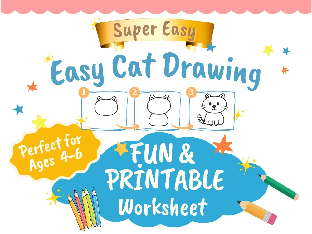 cat drawing fun printable worksheet