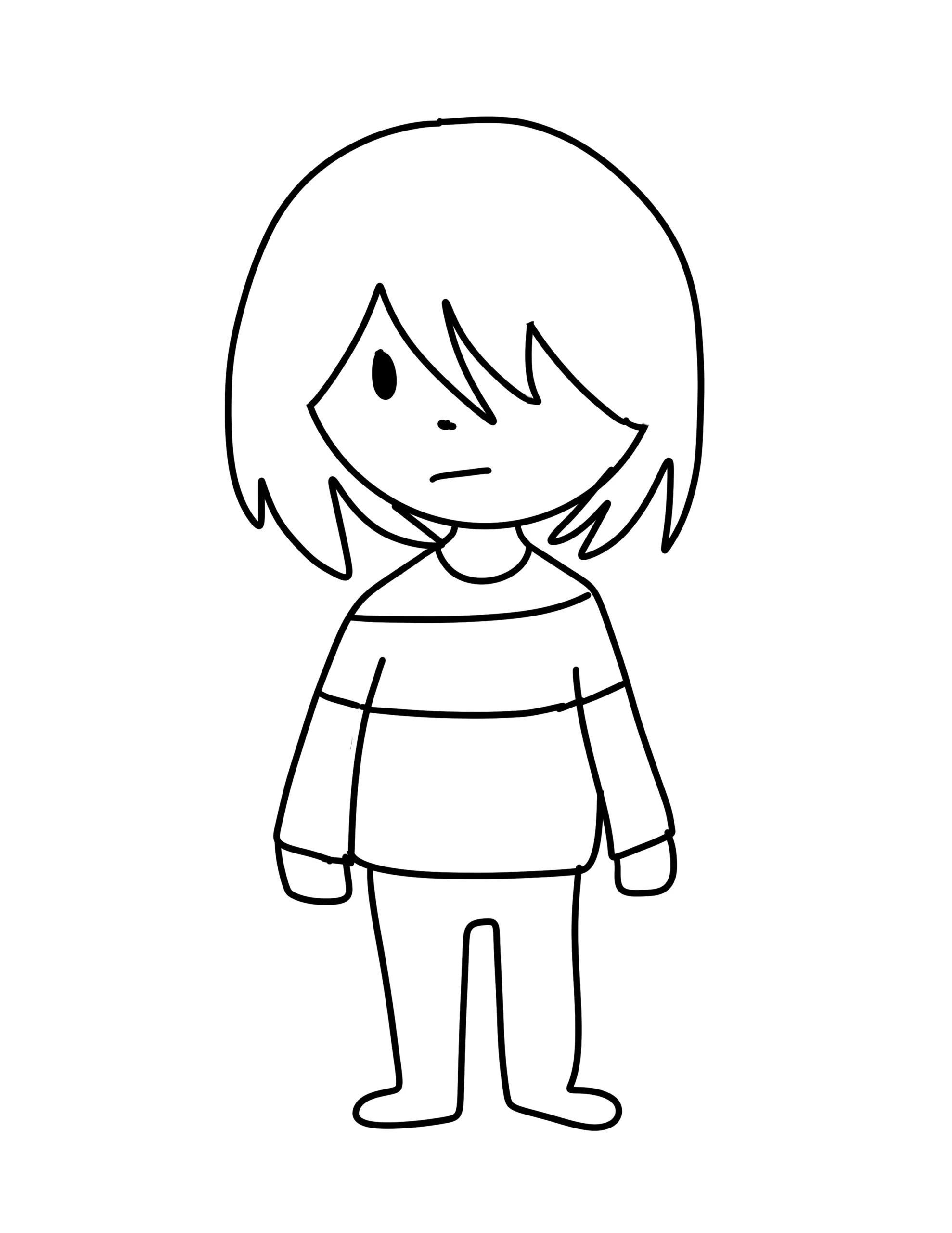 Step 5: Drawing Kris's simple rectangle-shaped sweater.
