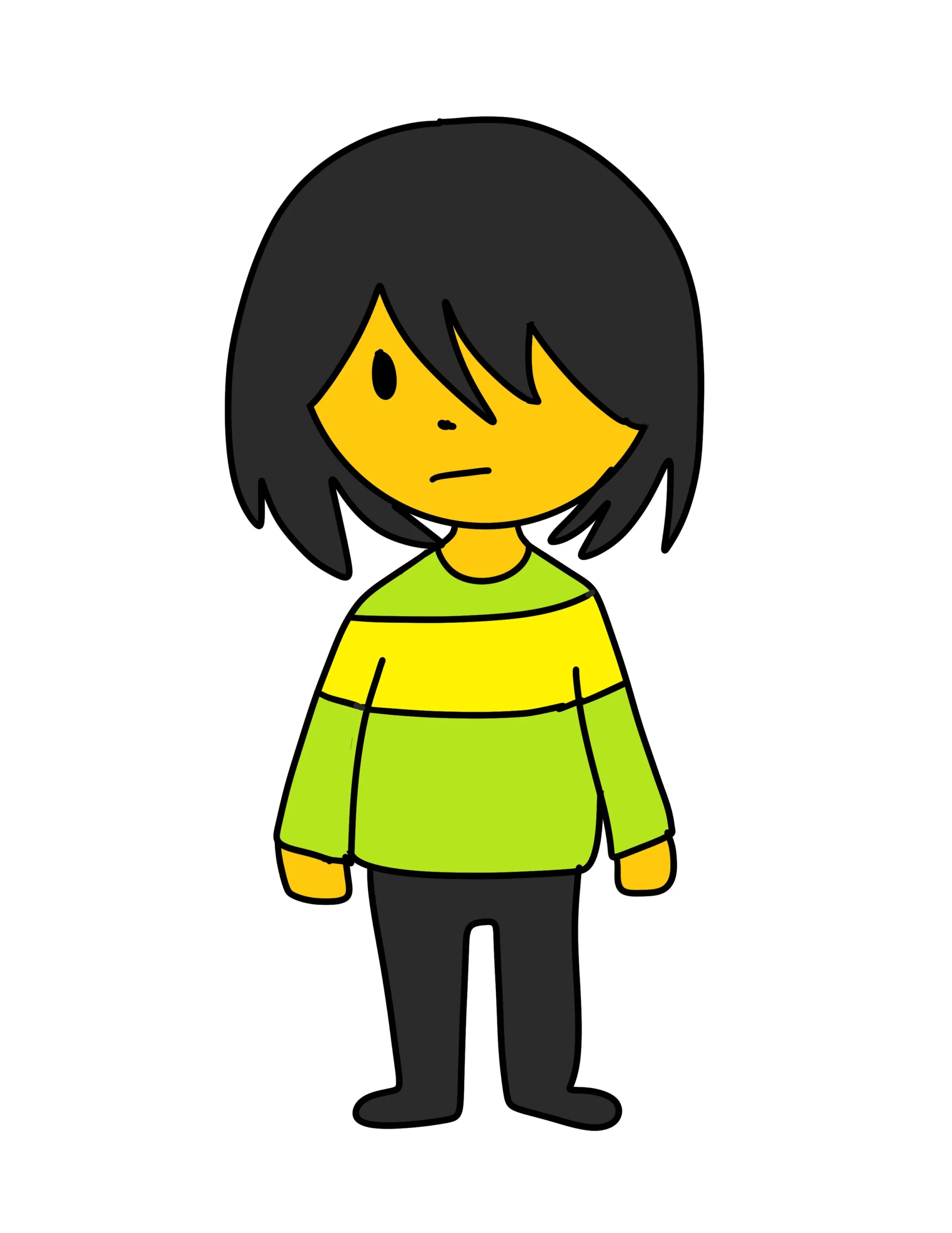 Completed and Colored easy drawing of Kris from Deltarune for kids.