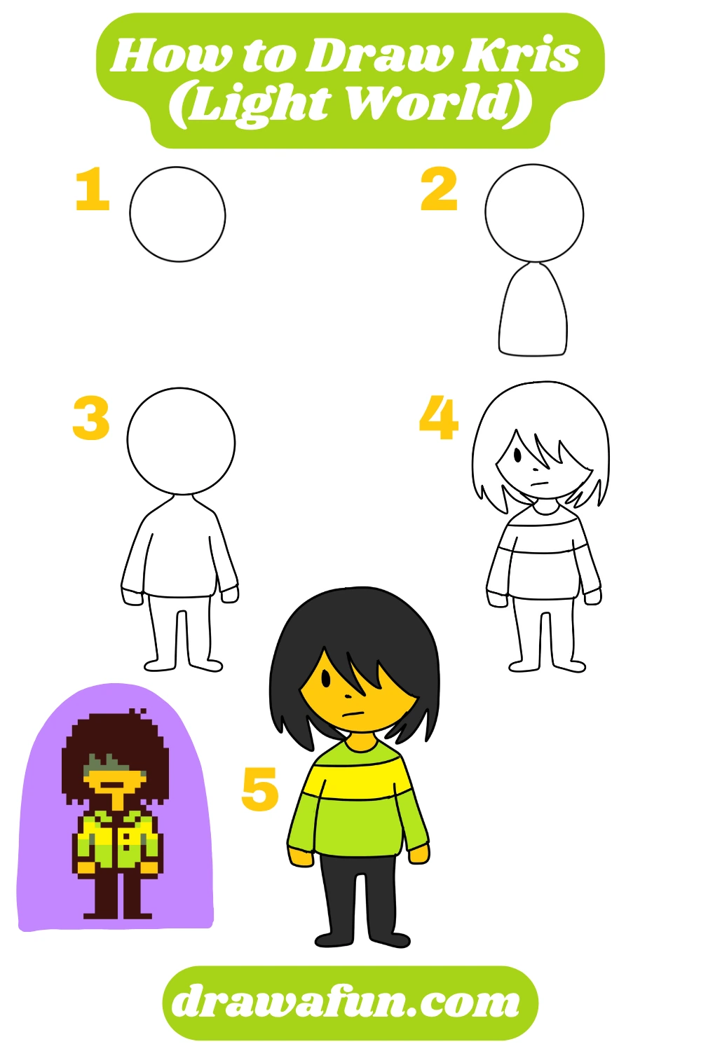 how to draw kris from deltarune easy step by step