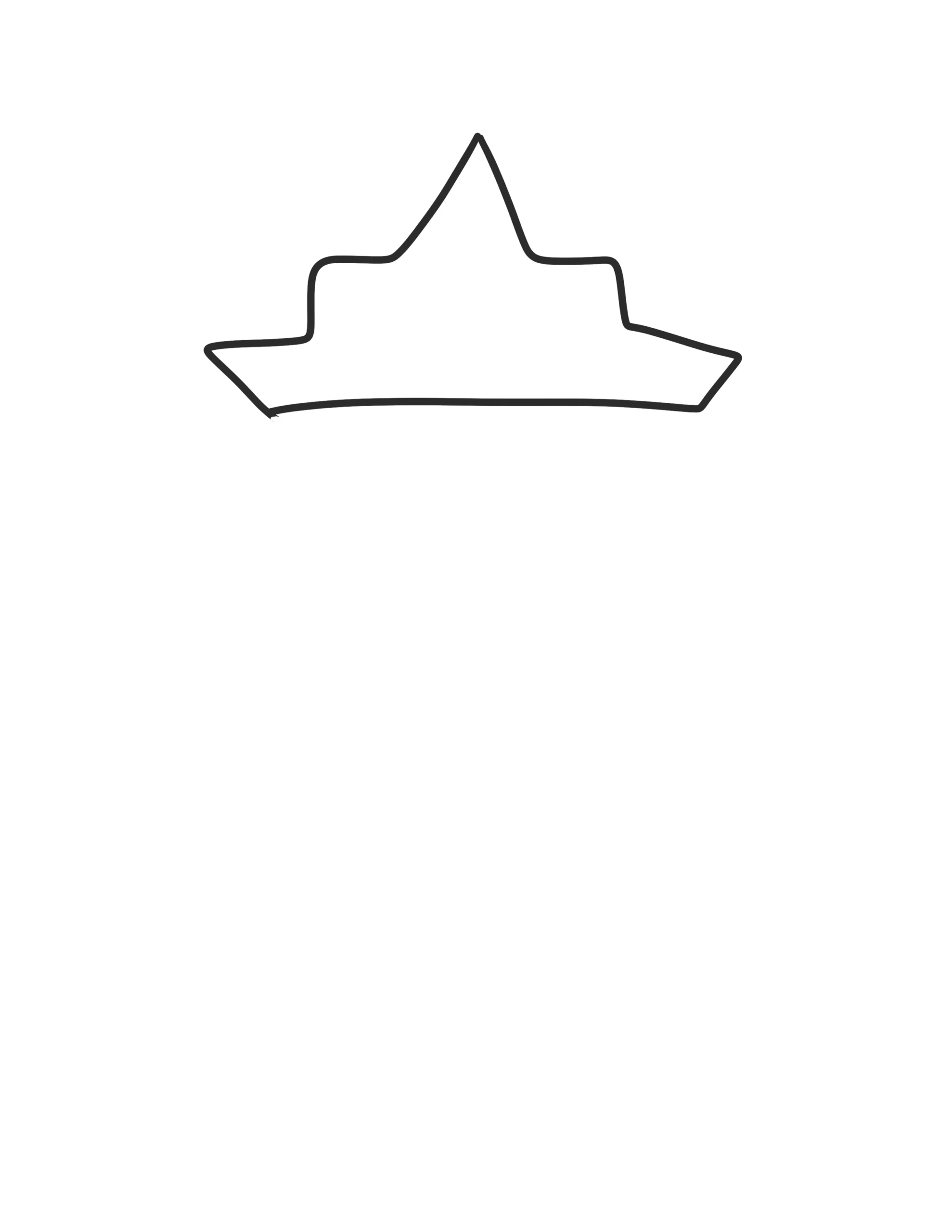 How to draw Ralsei Dark World step 1: Sketching a large green wizard hat with a sharp point.