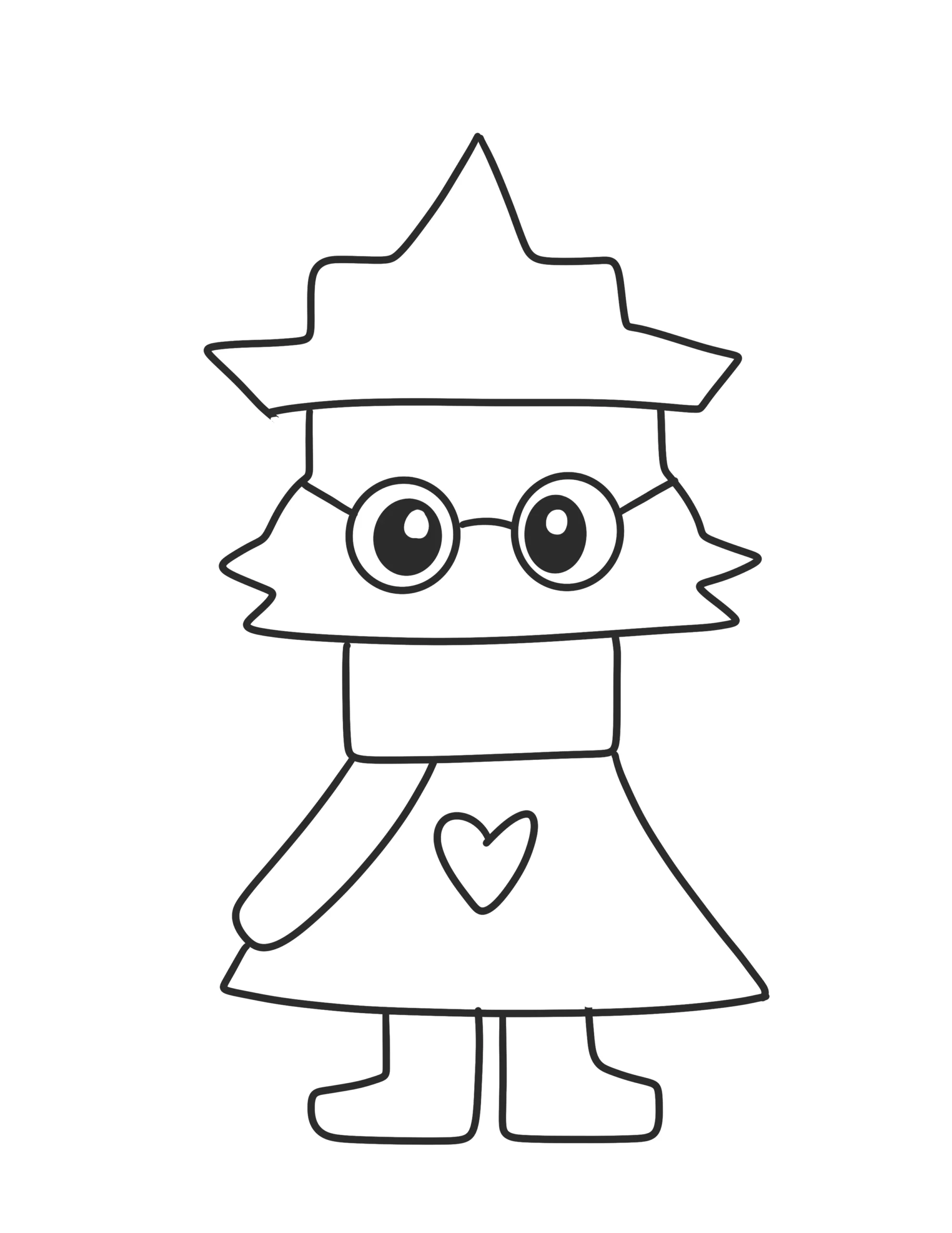 Drawing a black heart emblem in the middle of Ralsei's green robe.