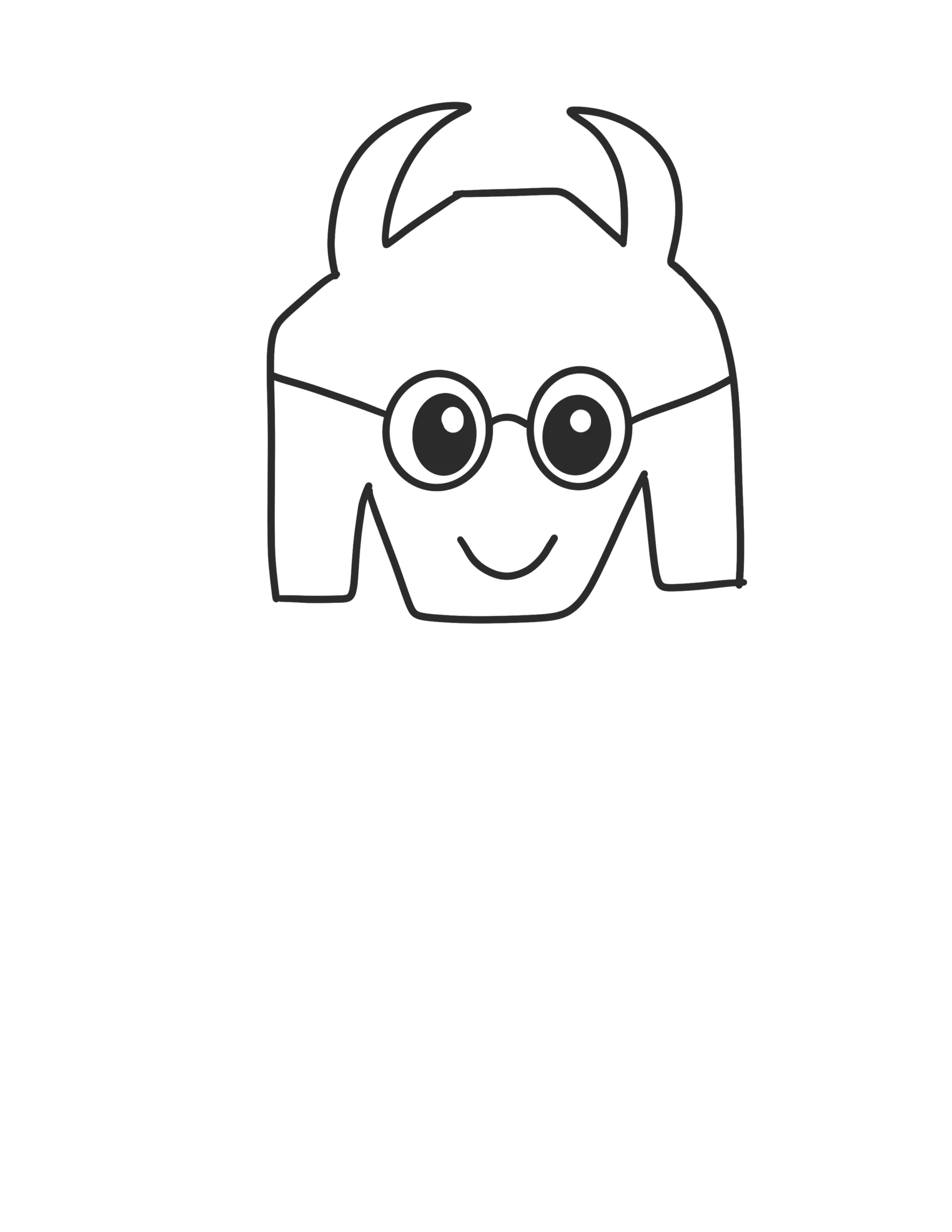 Step 2: Drawing Ralsei’s iconic round glasses and cute facial expression.