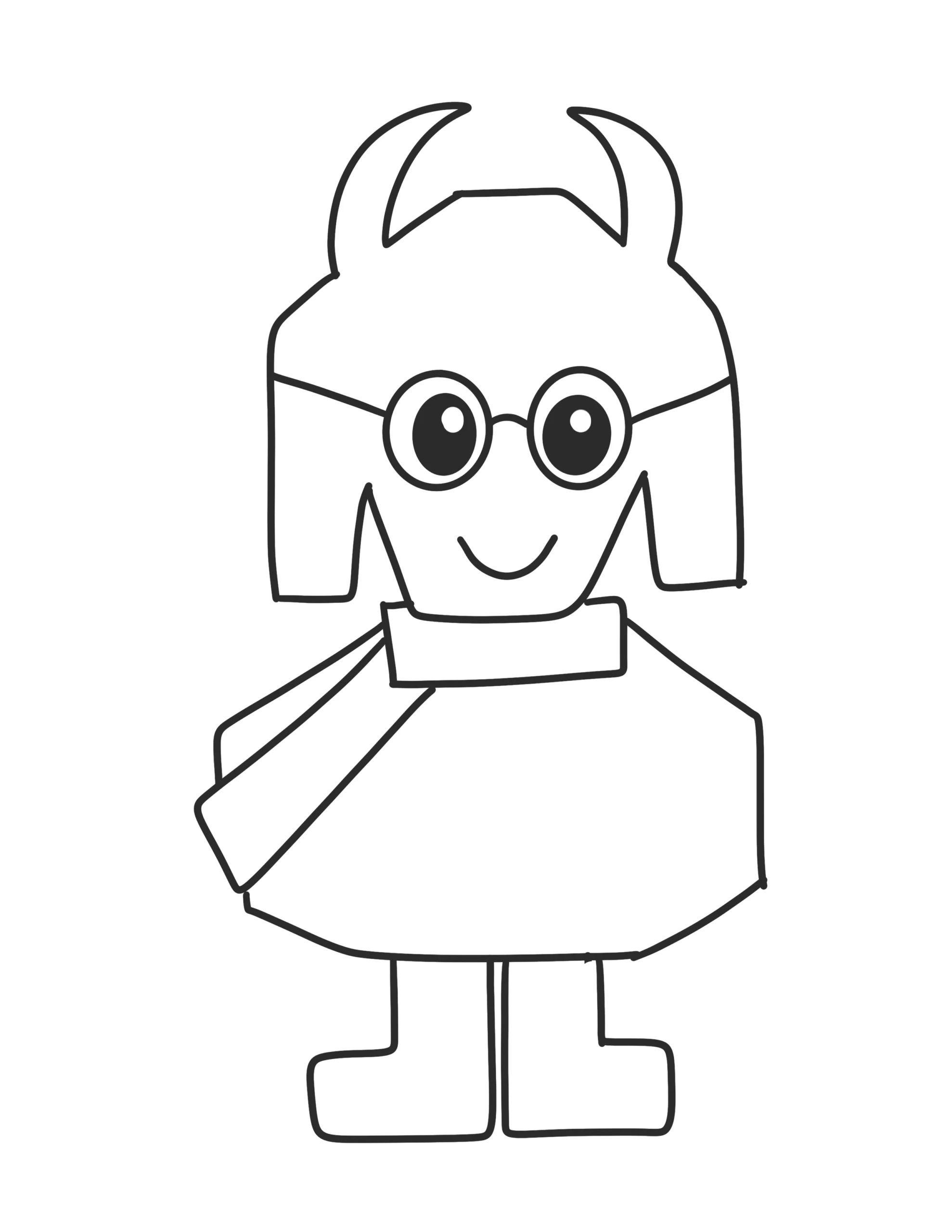 Step 4: Sketching simple legs and feet under Ralsei’s robe.