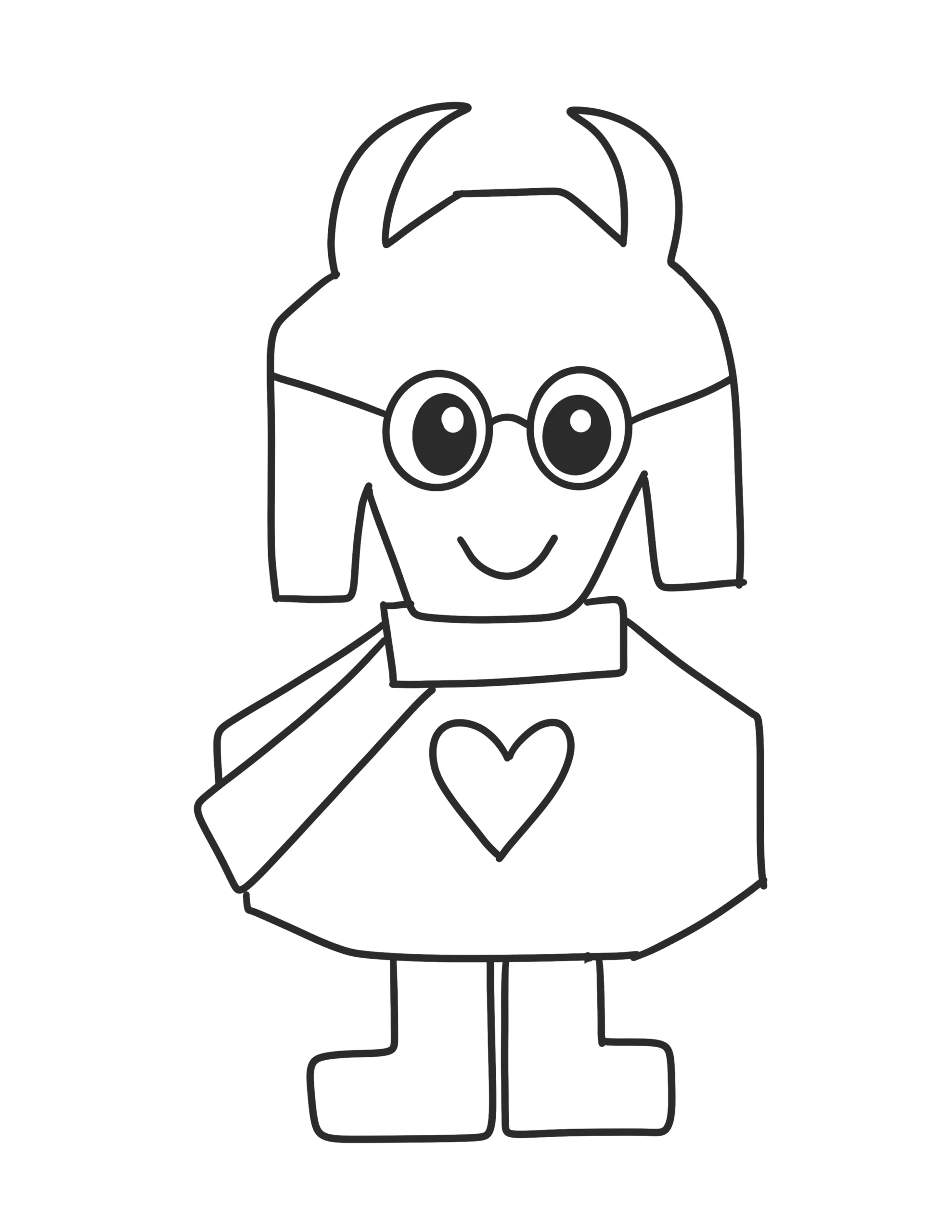 Step 5 sketch a heart shape on ralsei's body