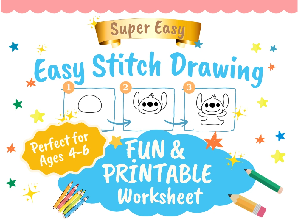 easy Stitch drawing fun printable worksheet
