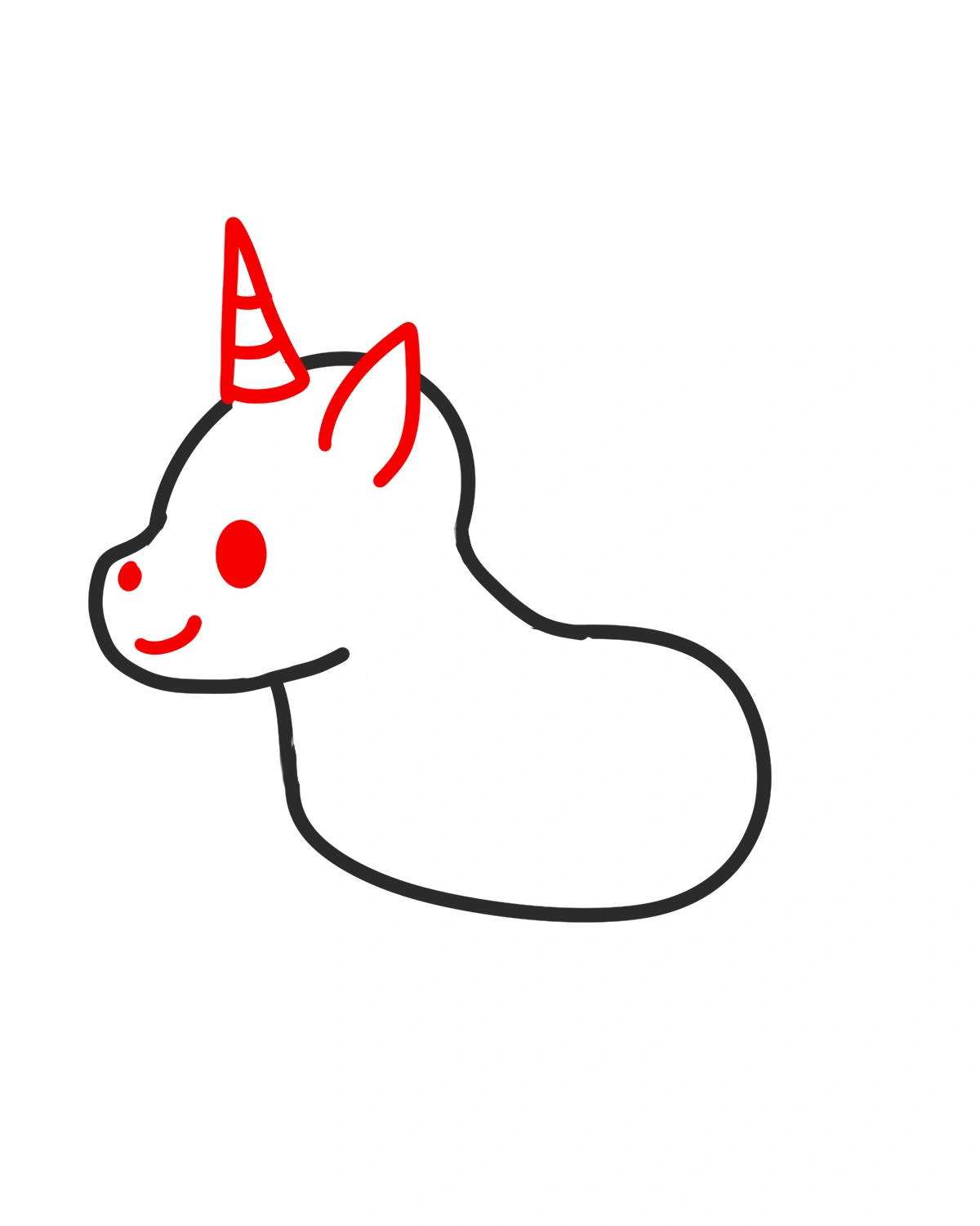 easy unicorn doodle step 3 draw eyes nose and the horn