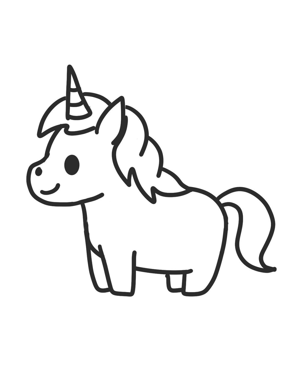 final drawing simple unicorn doodle for kids