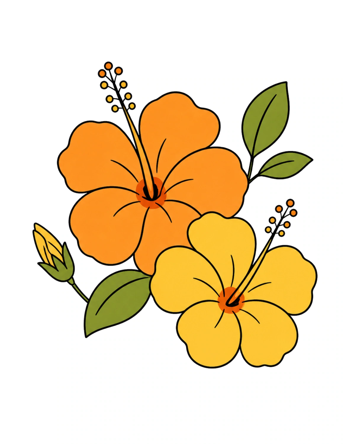 Double hibiscus flower drawing with overlapping petals - easy drawing