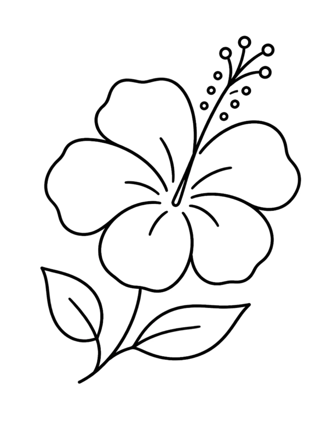 Simple hibiscus flower doodle drawing for beginners