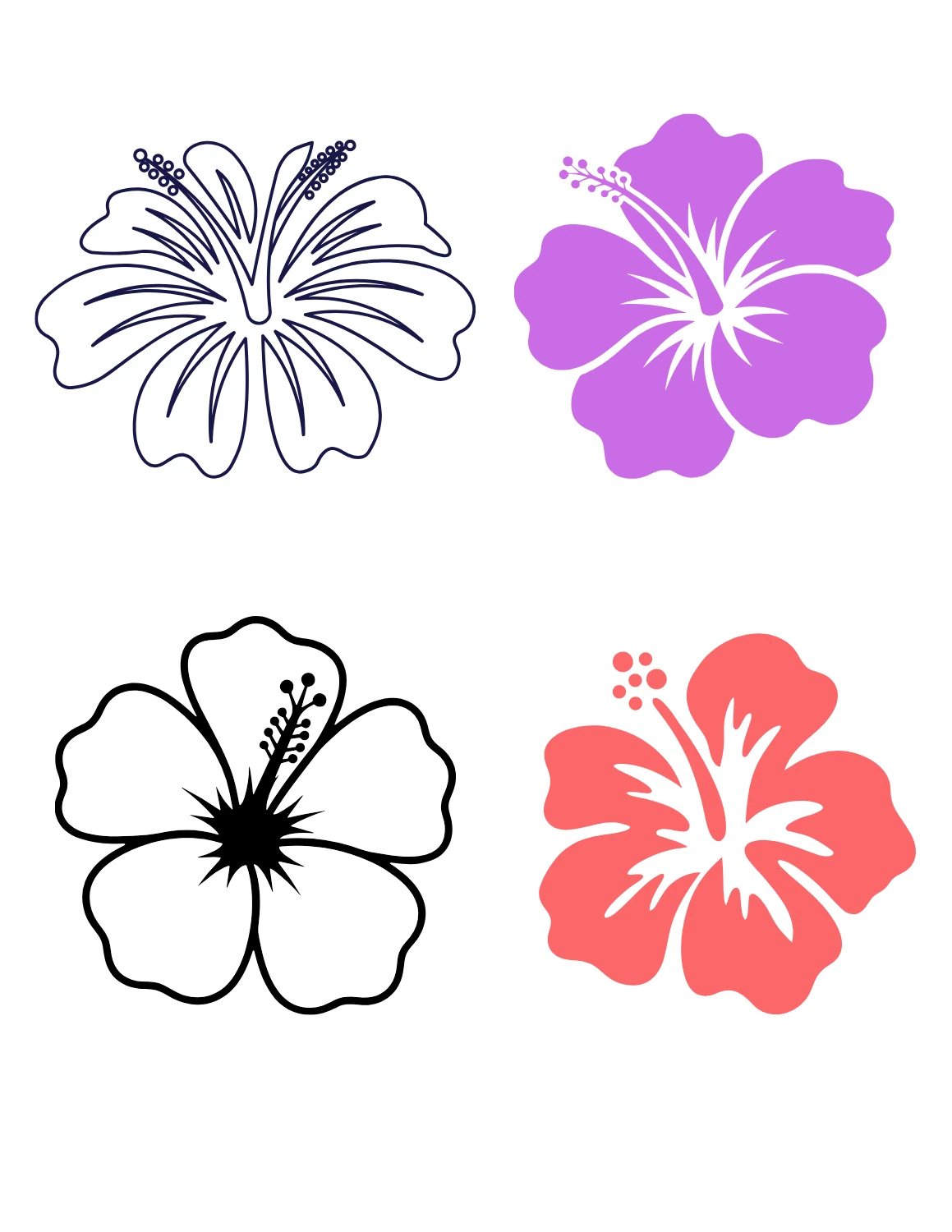 Small hibiscus icon drawing ideas with simple floral shapes