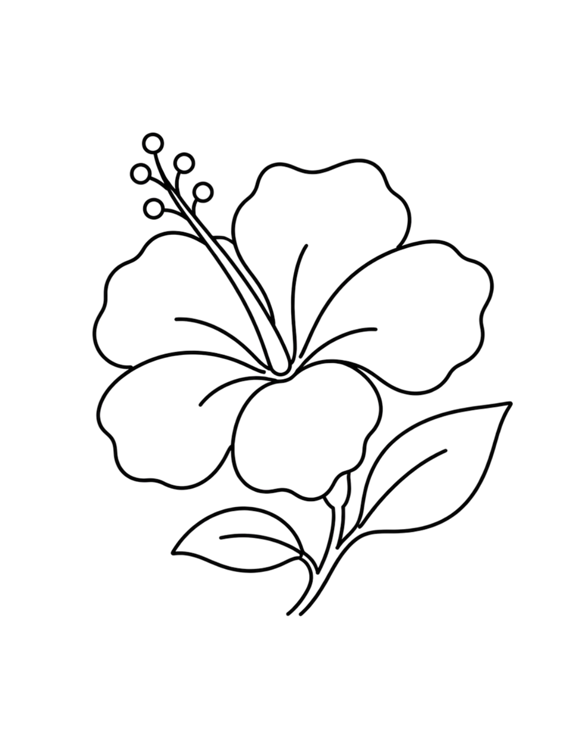 Minimal hibiscus line art drawing with clean floral outlines