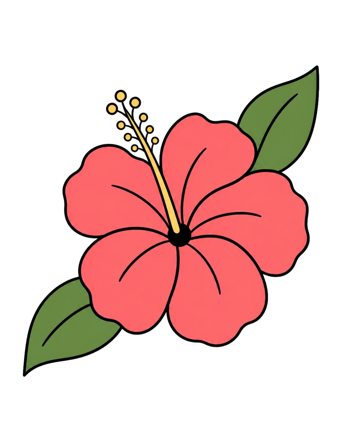 Easy single hibiscus flower drawing for beginners