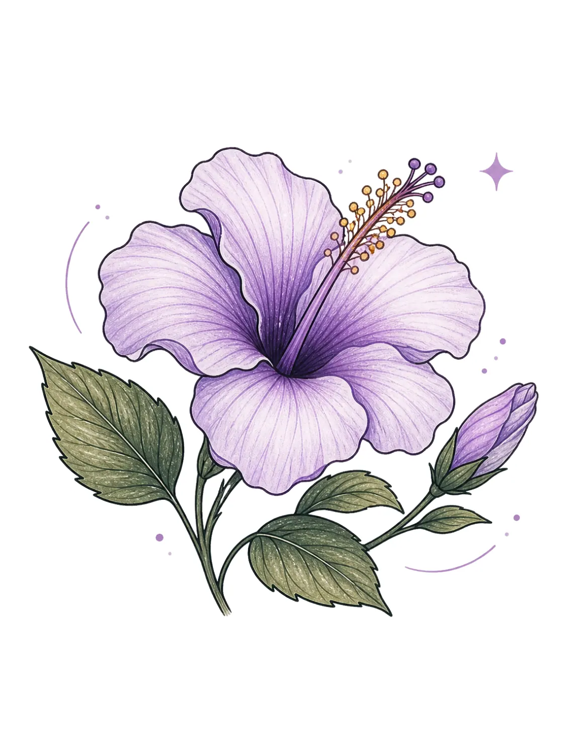 Watercolor-inspired hibiscus flower drawing with soft shading